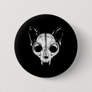 Funny Beängstigend Spooky Cat Feline Skull Skeleto Button