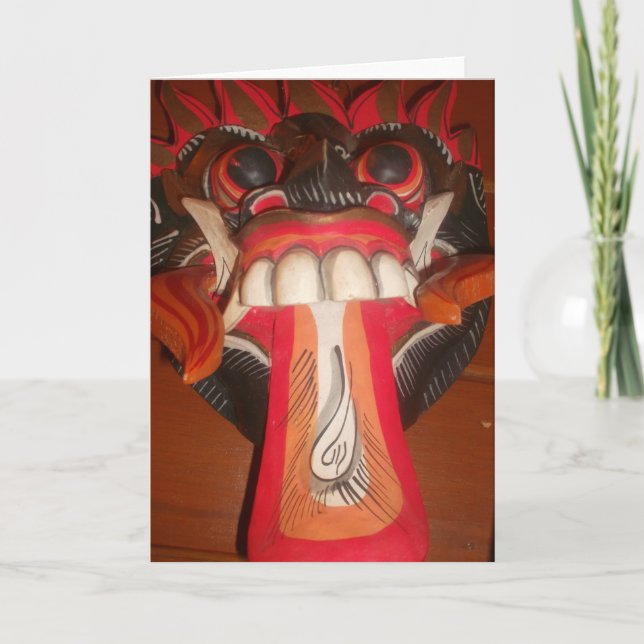 Funny Beängstigende Weiße Zunge Halloween Maske Karte (Vorderseite)