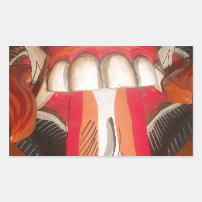Funny Beängstigende Weiße Zunge Halloween Maske Rechteckiger Aufkleber (Vorderseite)
