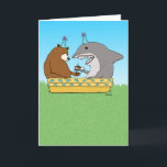 Funny Bear and Shark Birthday Card Karte<br><div class="desc">Auf dieser lustigen Geburtstagskarte finden Sie einen Bären und einen Hai,  der in einem Kinderbecken Geburtstagskuchen und Eis genießen kann. Das ist eine tolle Geburtstagsparty. ©2015 Chuck Ingwersen</div>