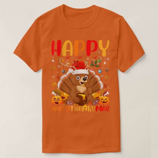 Funny Bear Animal Lover Happy Bear HelloDankeMas T-Shirt (Design vorne)