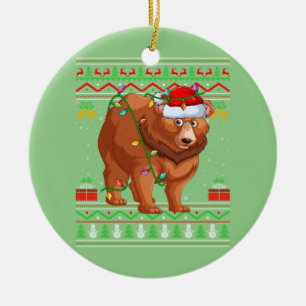Funny Bear Animal Lover Match Ugly Grizzly Bär Keramik Ornament