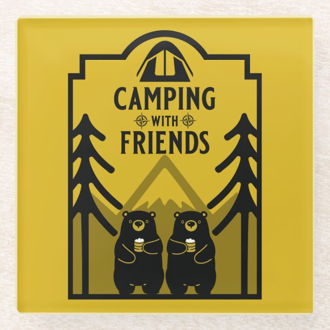 Funny Bear Camp Adventure Kanada Glasuntersetzer (Vorderseite)