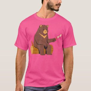 Funny Bear Camping Smores Außenbereich T-Shirt
