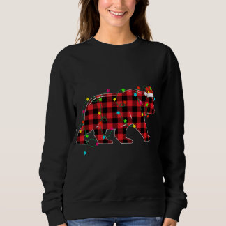 Funny Bear Christmas Tree Red Plaid Xmas Animals L Sweatshirt