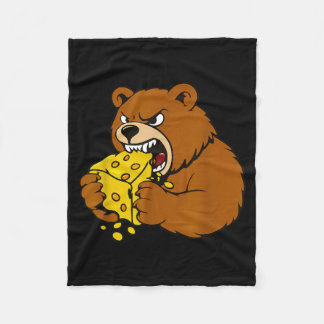 Funny Bear Eating Cheese Illustration For Food Lov Fleecedecke