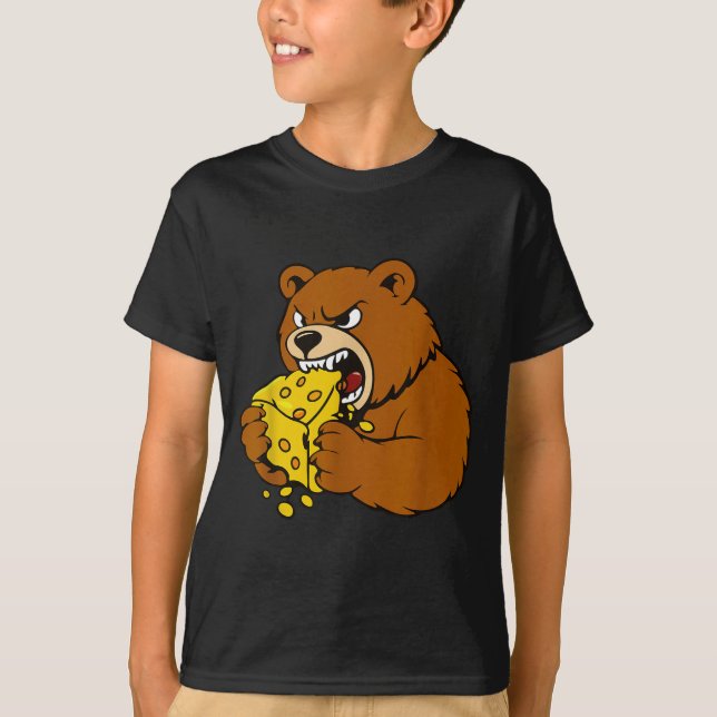 Funny Bear Eating Cheese Illustration For Food Lov T-Shirt (Vorderseite)