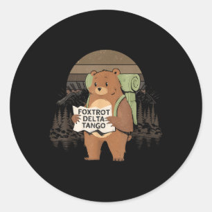 Funny Bear Foxtrots Deltas Tango Runder Aufkleber