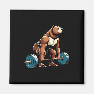 Funny Bear Lifting Weight Bodybuilding Workout Gy Magnet