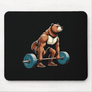Funny Bear Lifting Weight Bodybuilding Workout Gy Mousepad