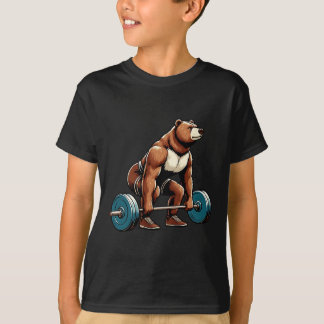 Funny Bear Lifting Weight Bodybuilding Workout Gy T-Shirt