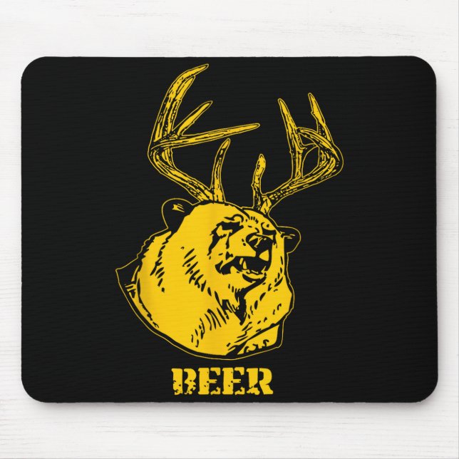 Funny Bear Plus Deer Equals Beer Deer Hunting Usa  Mousepad (Vorne)