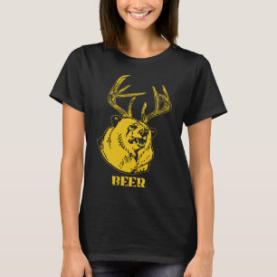 Funny Bear Plus Deer Gleich Bier Hirsch Jagd USA T-Shirt
