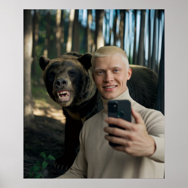 Funny Bear Selfie Custom Foto Kunst, Dichtung und  Poster (Vorne)