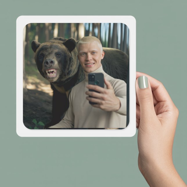 Funny Bear Selfie Custom Sticker - Trending Now (Von Creator hochgeladen)