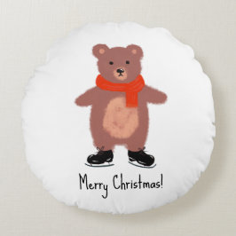 Funny bear Skaten Rundes Kissen