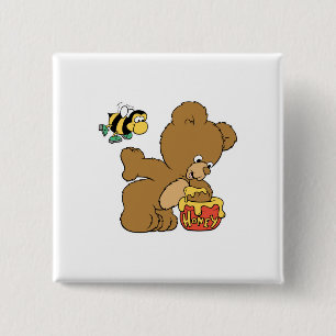 Funny Bear Sneaking Honey Button