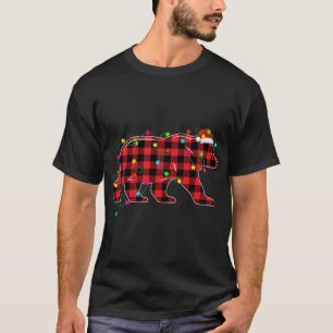 Funny Bear Weihnachtsbaum Rote Karierte Weihnachts T-Shirt