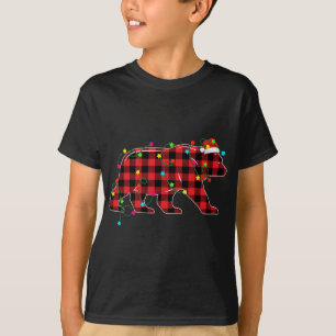 Funny Bear Weihnachtsbaum Rote Karierte Weihnachts T-Shirt