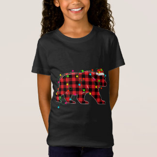 Funny Bear Weihnachtsbaum Rote Karierte Weihnachts T-Shirt
