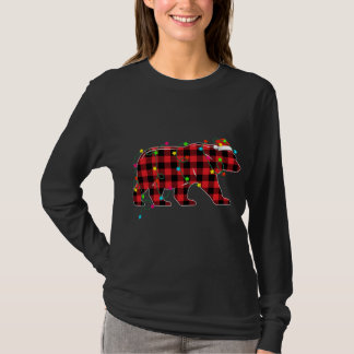 Funny Bear Weihnachtsbaum Rote Karierte Weihnachts T-Shirt