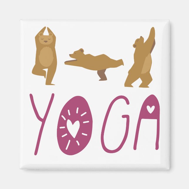 Funny Bear Yoga Posen Magnet (Vorne)