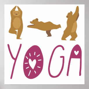 Funny Bear Yoga Posen Poster
