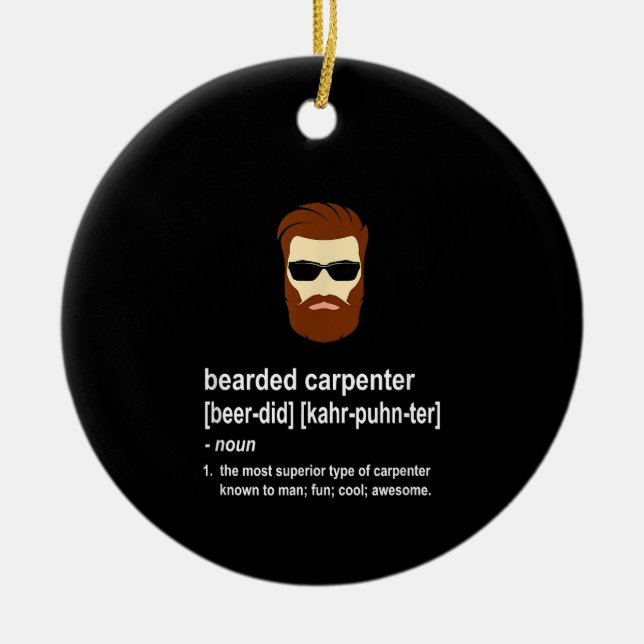 Funny Beard Carpenter Geschenk Männer Keramik Ornament (Vorne)