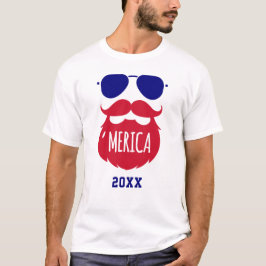 Funny Beard 'Merica Patriotic T-Shirt