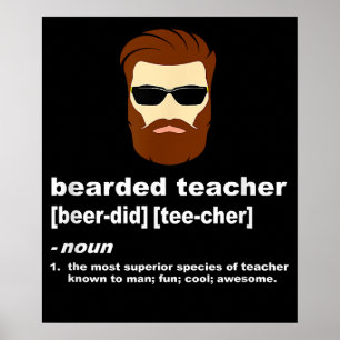 Funny Beard Teacher Lehrer Wertgutschein Poster