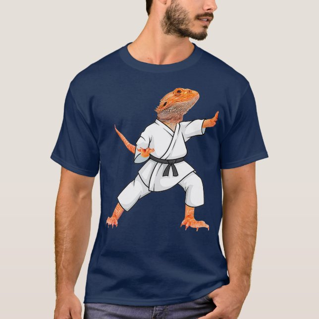 Funny Bearded Drachen tun Karate Samurai Ninja T-Shirt (Vorderseite)
