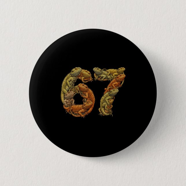Funny Bearded Dragon 6 7 Meme Six Seven Beardzilla Button (Vorderseite)