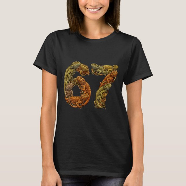 Funny Bearded Dragon 6 7 Meme Six Seven Beardzilla T-Shirt (Vorderseite)