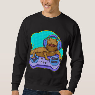 Funny Bearded Dragon Gamer Computerspiel Player Li Sweatshirt