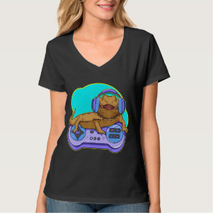 Funny Bearded Dragon Gamer Computerspiel Player Li T-Shirt