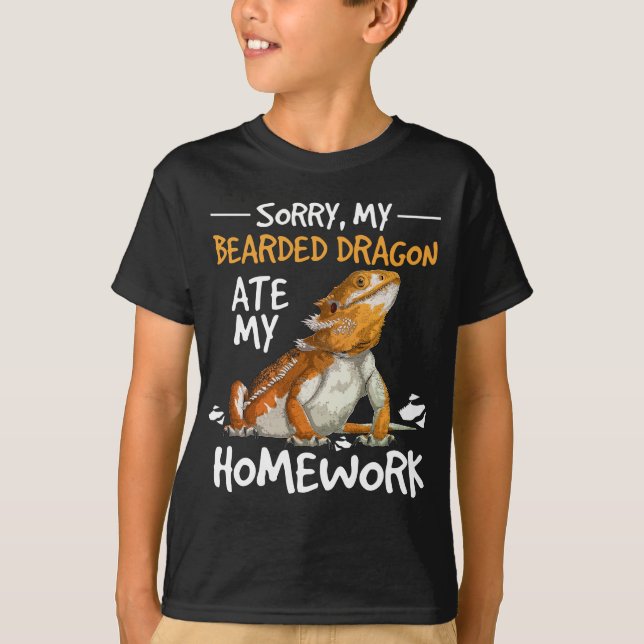Funny Bearded Dragon Hausaufgaben Kids T-Shirt (Vorderseite)
