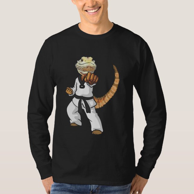 Funny Bearded Dragon Karate Samurai Ninja Lizard R T-Shirt (Vorderseite)