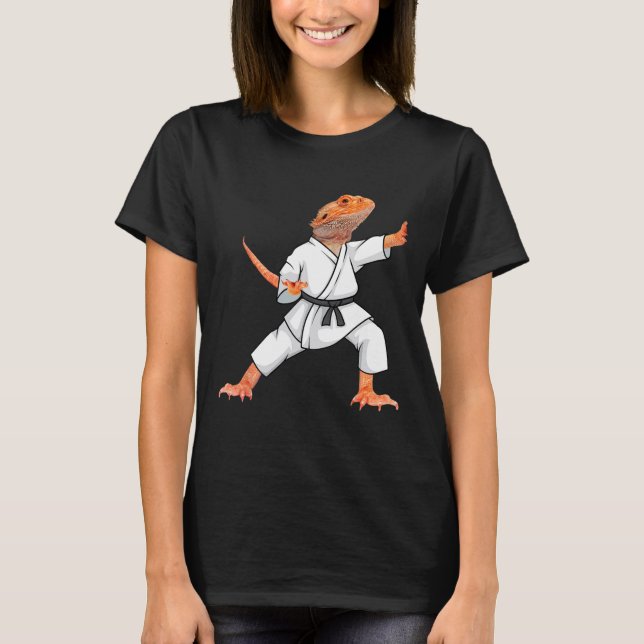 Funny Bearded Dragons Doing Karate Samurai Ninja L T-Shirt (Vorderseite)