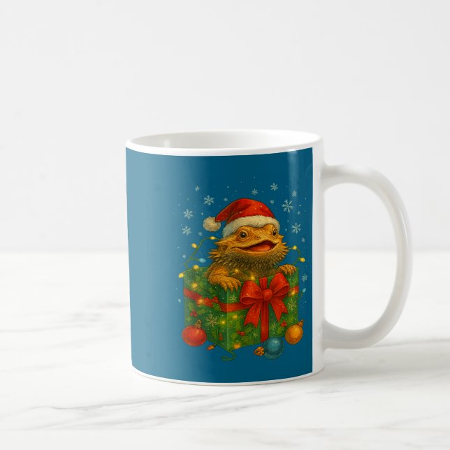 Funny Bearded Dragons Santa Christmas Tree Lights  Kaffeetasse (Rechts)
