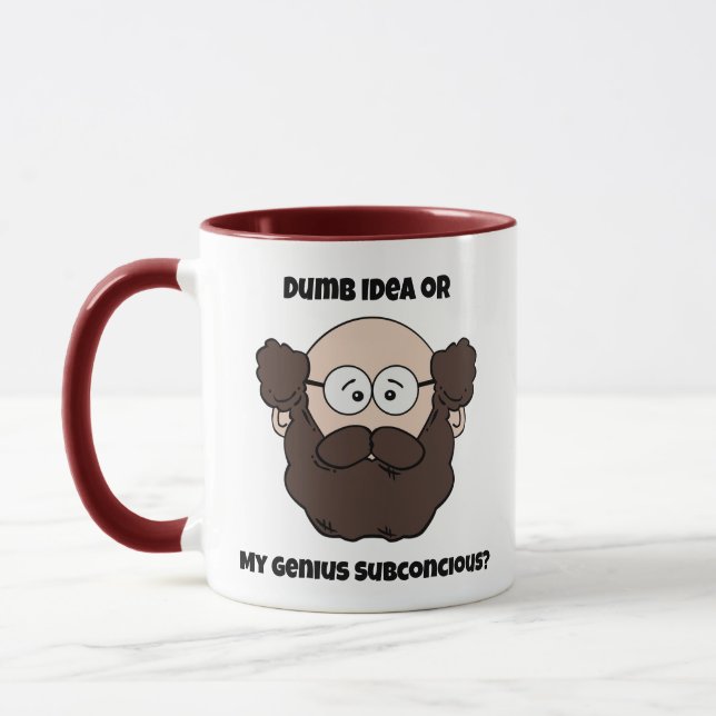 Funny Bearded Professor Cartoon, Genie oder Dumb Tasse (Links)