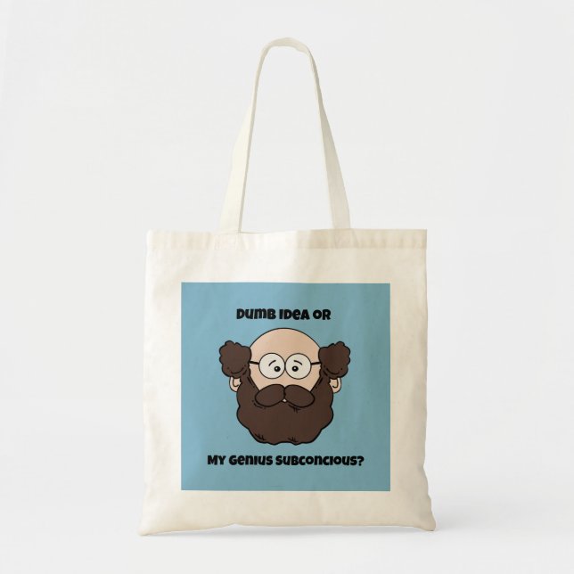 Funny Bearded Professor Cartoon, Genie oder Dumb Tragetasche (Vorne)