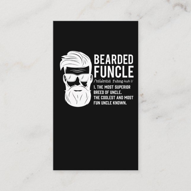 Funny Bearded Uncle Definition Mustache Spaß Visitenkarte (Vorderseite)
