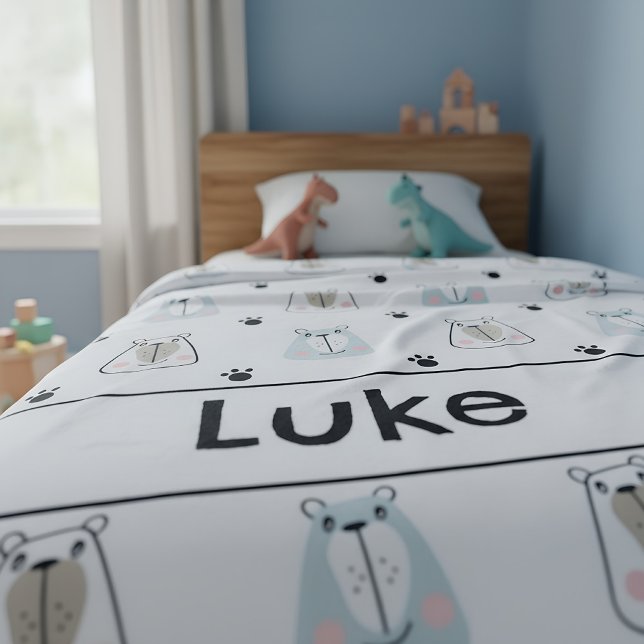 Funny Bears Kids  Fleecedecke (kids fleece blanket with name and bears)