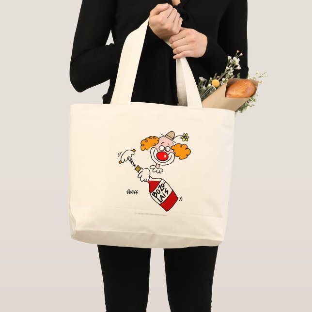 Funny Beaujolais Wine and Clown Cartoon Jumbo Stoffbeutel (Vorderseite (Produkt))