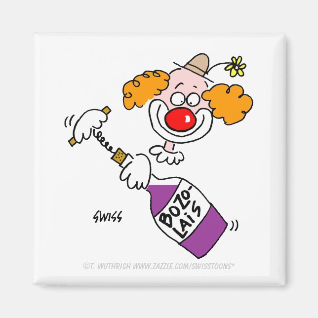 Funny Beaujolais Wine Spaß Clown Cartoon Magnet (Vorne)