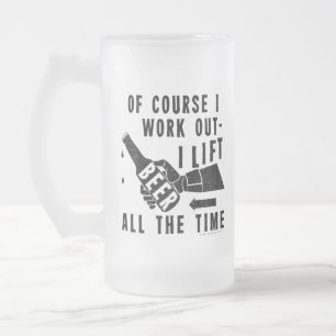 Funny Beauty Work Out Spaß in Black Mattglas Bierglas