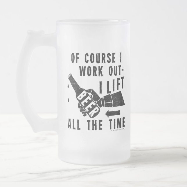 Funny Beauty Work Out Spaß in Black Mattglas Bierglas (Links)