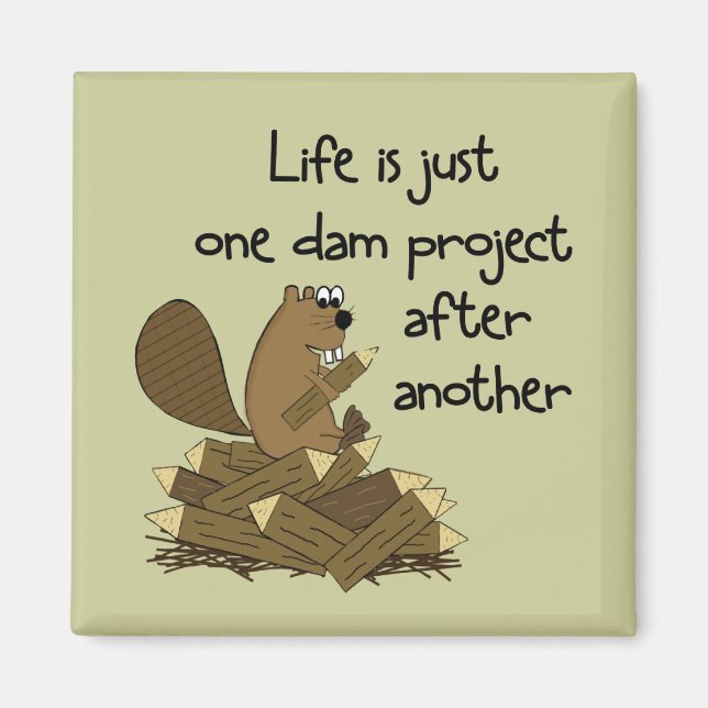 Funny Beaver am Work Magnet (Vorne)