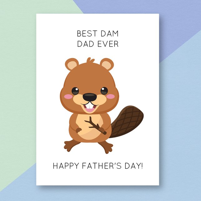 Funny Beaver Animal Pun Vatertag Card Karte (Von Creator hochgeladen)