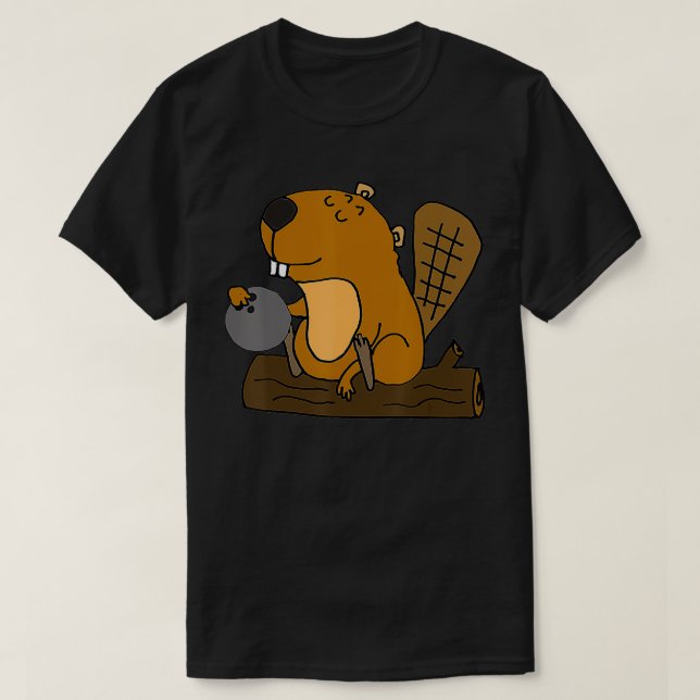 Funny Beaver Bowling zu 1 T-Shirt (Design vorne)